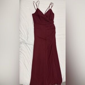 Elegant David’s Bridal Burgundy Bridesmaid/Evening Gown